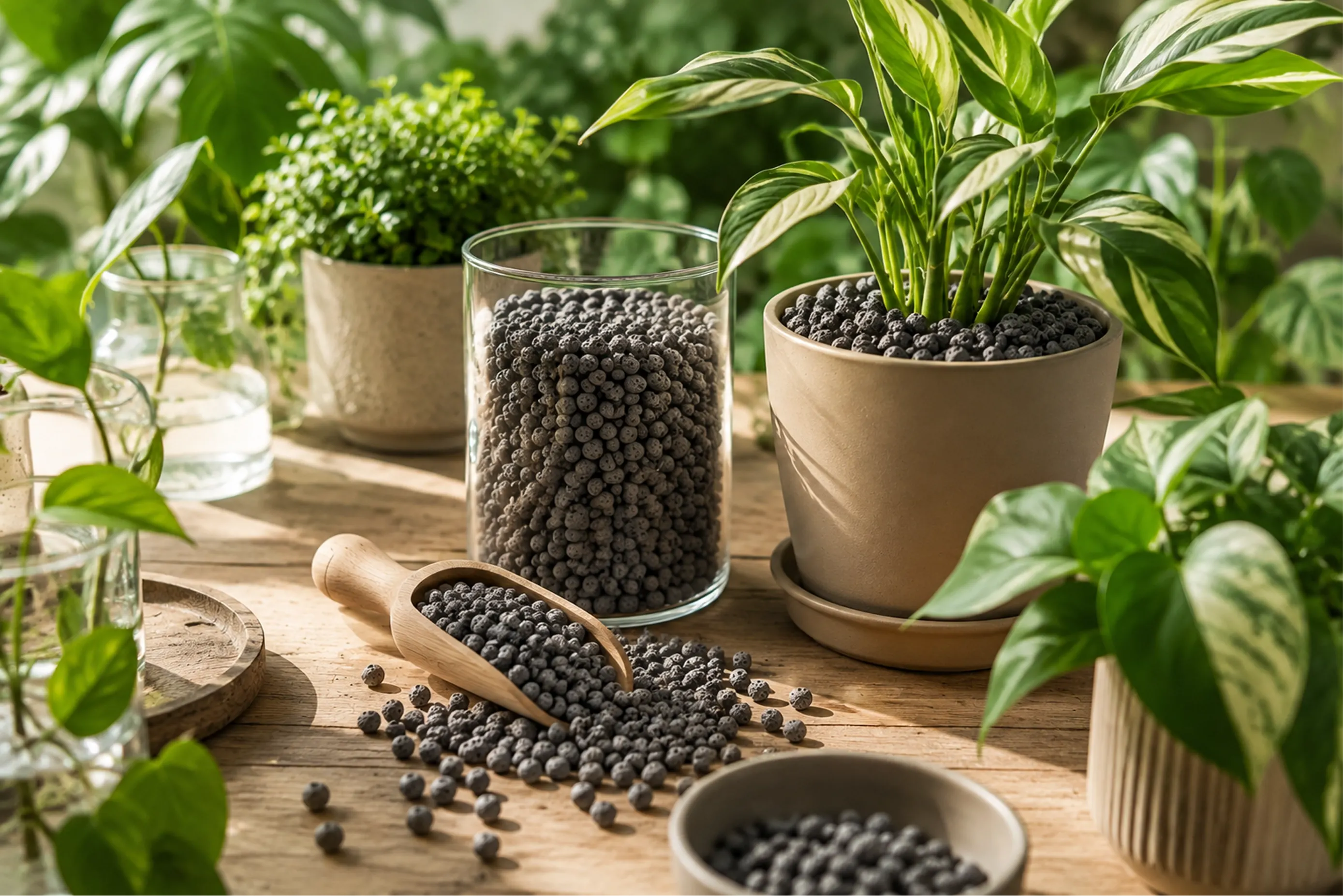 mGRO lightweight aggregate used in potted plants